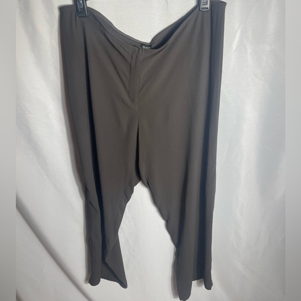 Eileen Fisher Black Wide-Leg Pull-On Pants Size XL Organic Cotton Knit